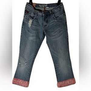 Parasuco Denim Cult Blue Classic Jeans slightly distressed,size 27.